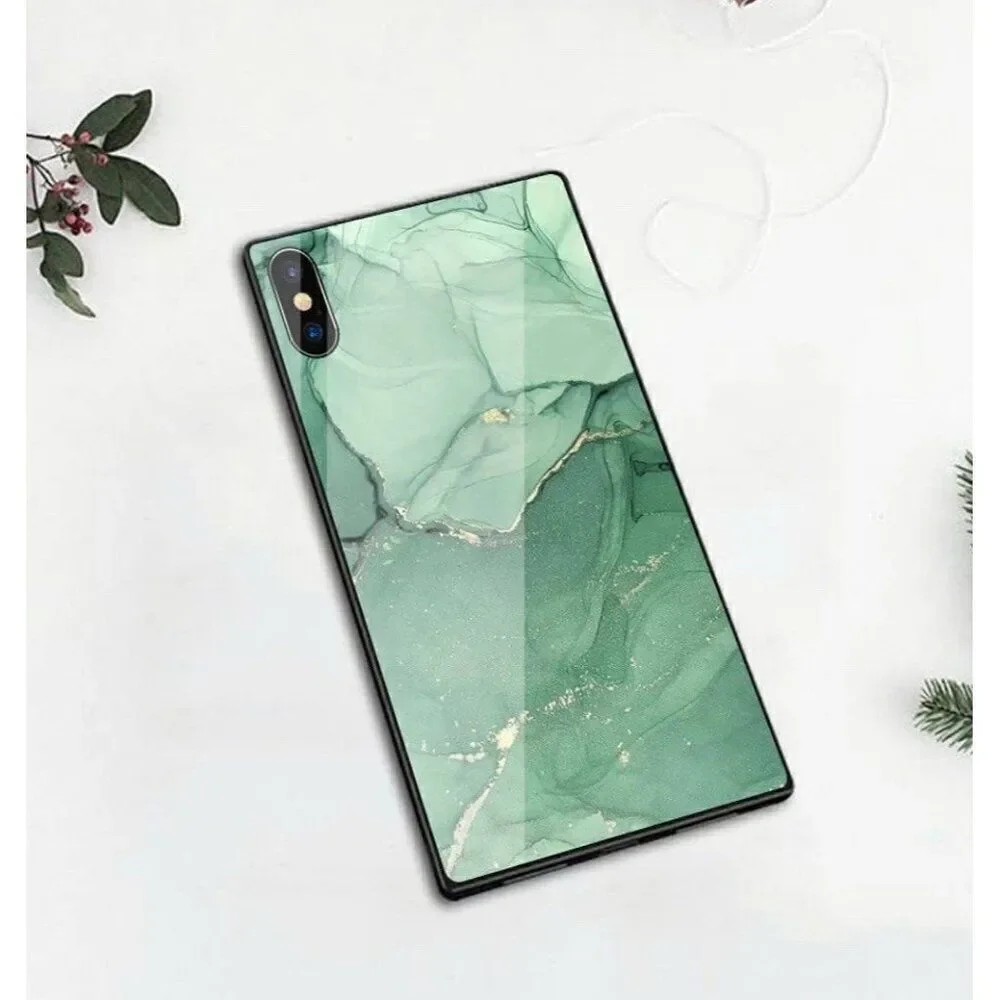 Compatible iPhone Xs Max Case Green Marble Fashion Pattern Hard